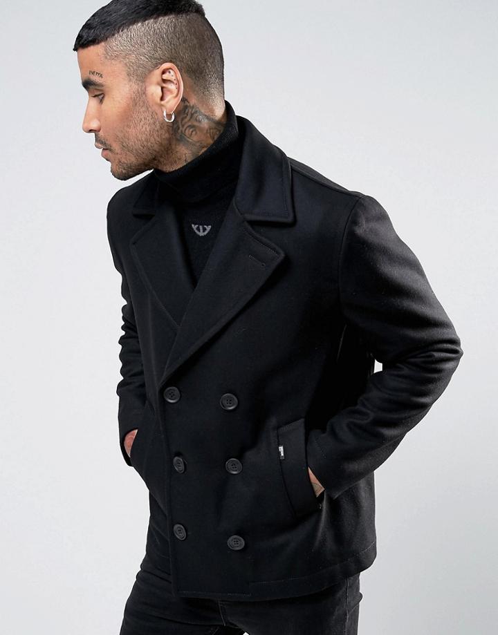 Love Moschino 80% Wool Peacoat - Black