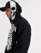 Asos Design Two-piece Oversized Hoodie In Black With Halloween Skeleton Print