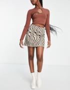 Asos Design A Line Mini Skirt In 70s Swirl Jacquard Print-multi