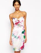 Lipsy Vip Bandeau Pencil Dress In Summer Floral Print - Multi