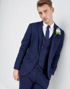 Asos Wedding Skinny Suit Jacket In French Navy Micro Texture - Navy
