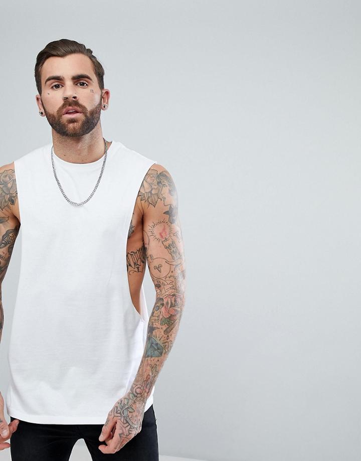 Asos Longline Tank With Extreme Dropped Armhole - White