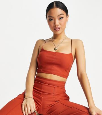Vesper Petite Cami Crop Top In Rust - Part Of A Set-orange