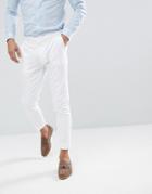 Asos Design Super Skinny Crop Smart Pants In White Cotton Sateen - White