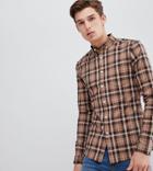 Asos Design Tall Skinny Check Shirt In Brown - Brown