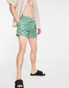 New Look Cactus Print Swim Shorts In Green