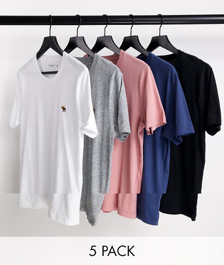 Abercrombie & Fitch 5-pack 3d Icon Logo T-shirt In White/gray/reds/black-multi