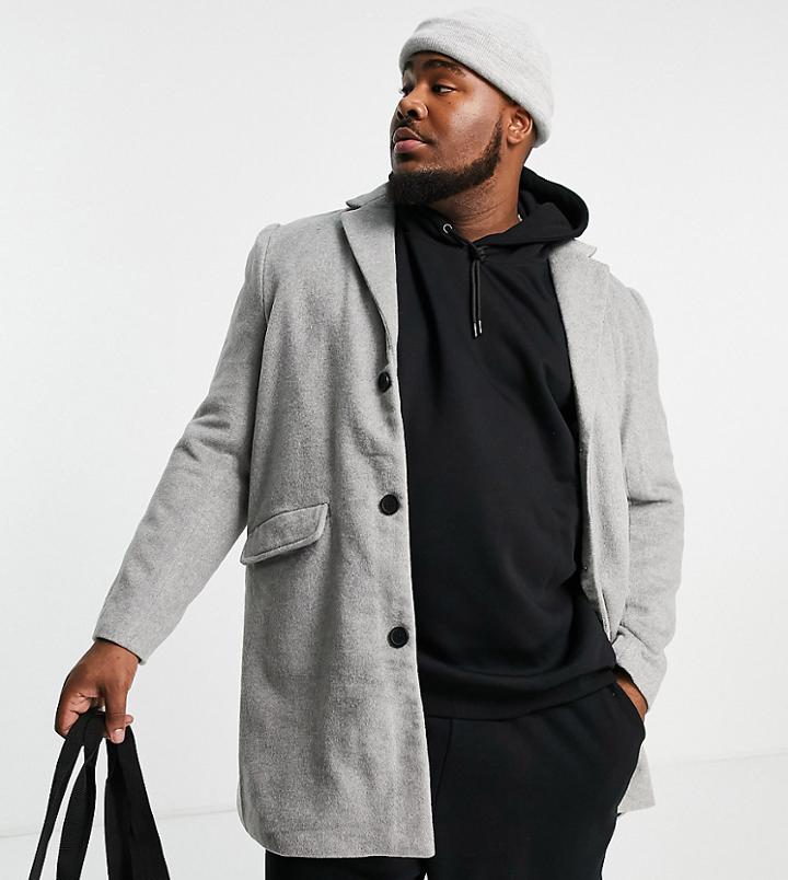 Another Influence Plus Longline Coat In Gray