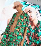 Collusion Unisex Revere Short In Swirl Print Co Ord-green