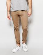 Asos Super Skinny Jeans In Light Brown - Pine Bark