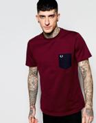 Fred Perry T-shirt In Pique With Contrast Pocket - Mahogany