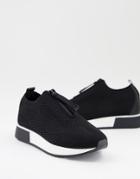 River Island Zip Front Runner Sneakers In Black