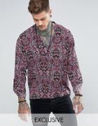 Reclaimed Vintage Inspired Overhead Shirt In Paisley Print Reg Fit - Pink
