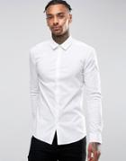 Asos Super Skinny Shirt With Stretch In White - White