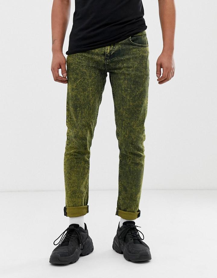Asos Design Skinny Jeans In Acid Wash Yellow - Yellow