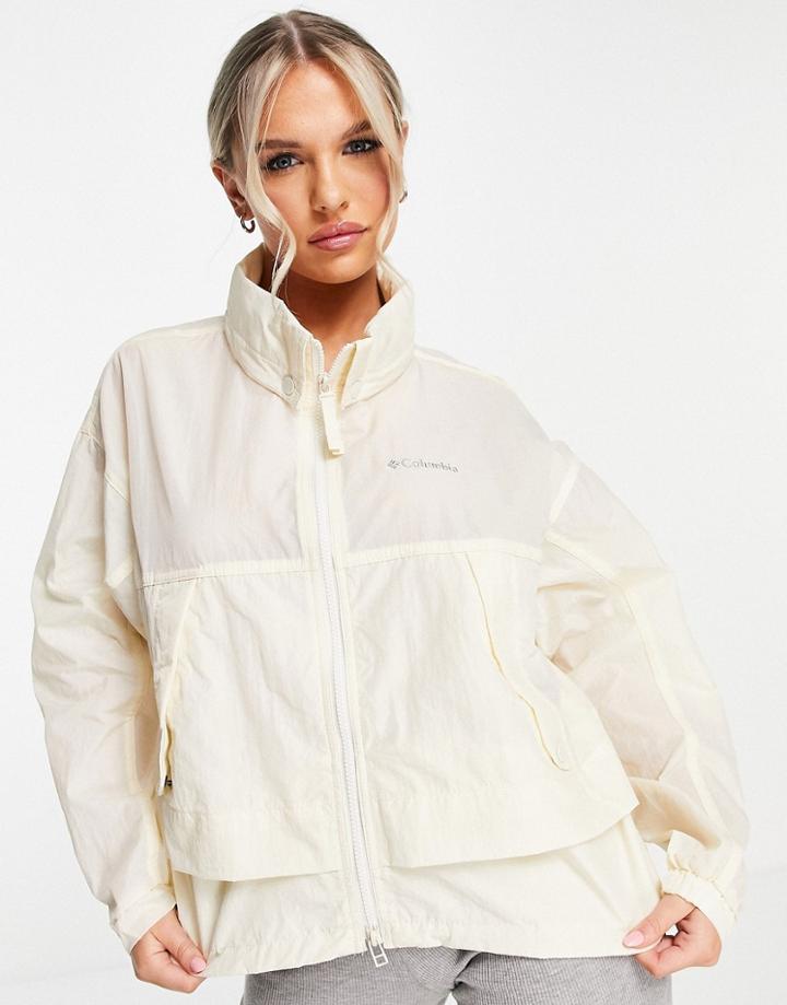 Columbia Paracutie Windbreaker Jacket In Off White