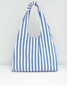 Asos Stripe Slouchy Woven Bag - Blue