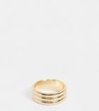 Asos Design Curve Ring In Triple Ribbed Design In Gold Tone