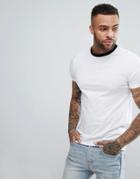 Asos T-shirt With Contrast Ringer In White - Multi