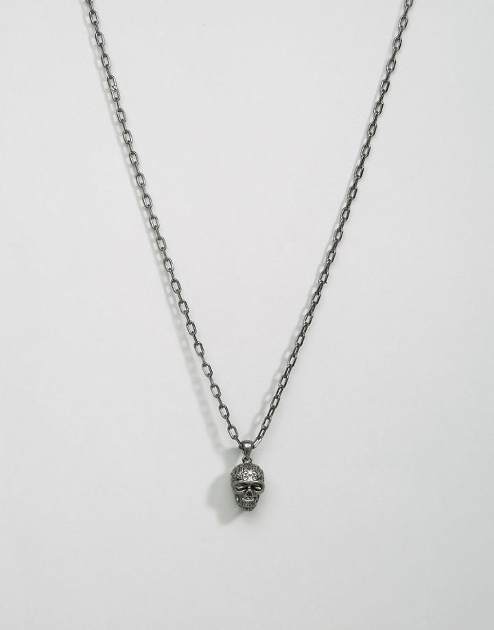 Rebel Heritage Skull Pendant Necklace In Black - Black