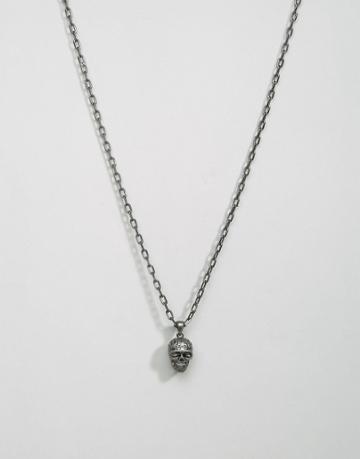Rebel Heritage Skull Pendant Necklace In Black - Black