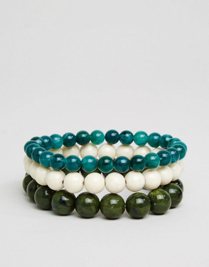 Asos Beaded Bracelet Pack With Turquoise - Multi