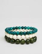 Asos Beaded Bracelet Pack With Turquoise - Multi