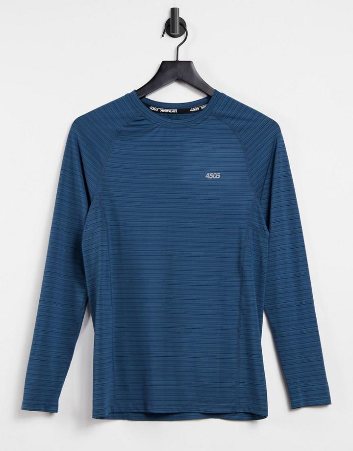 Asos 4505 Muscle Training Long Sleeve T-shirt In Spacedye Heather-blues