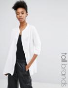 Noisy May Tall Oversized Shirt With Zip Front Detail - White