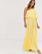 Asos Design One Shoulder Pleated Crop Top Maxi Dress - Yellow