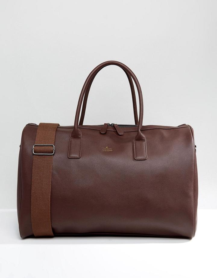 Asos Carryall In Burg Faux Leather - Brown