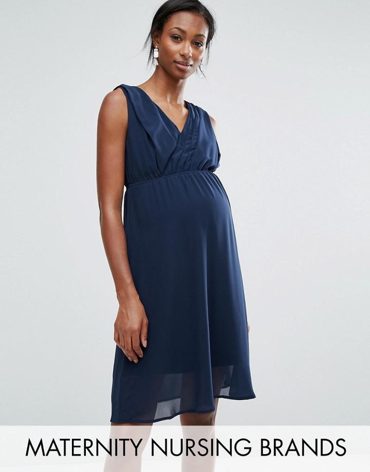 Mama. Licious Nursing Sleeveless Woven Dress - Navy