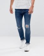 Esprit Jeans In Skinny Fit Stretch Denim With Rip Knee - Blue