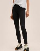 Mango Ribbed Leggings In Black