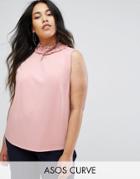 Asos Curve Swing Top With Shirred Neck - Pink