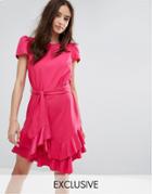 Miss Selfridge Exclusive Tie Waist Ruffle Dress - Pink