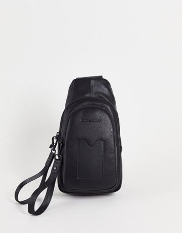 Smith & Canova Leather Sling Backpack In Black