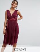 True Violet Midi Tulle Dress With Satin Band - Purple