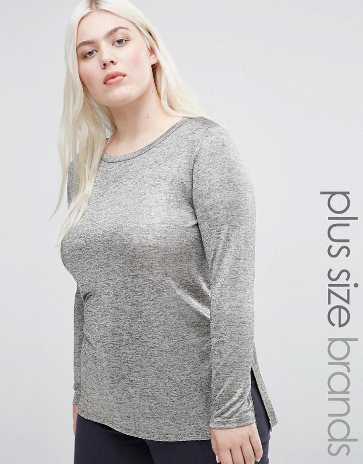 New Look Plus Metallic Crew Top - Gold