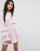 Ivyrevel Long Sleeve Mini Dress With Ruffle Sleeves - Pink
