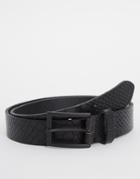 Asos Smart Leather Belt In Black Snakeskin - Black