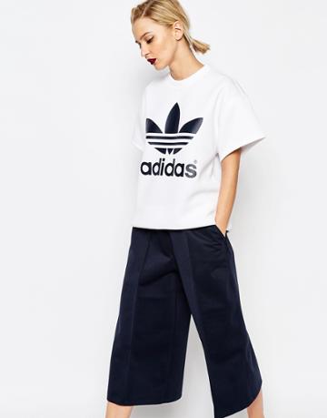 Adidas Originals By Hyke Oversized Boxy Top With Trefoil Logo - White