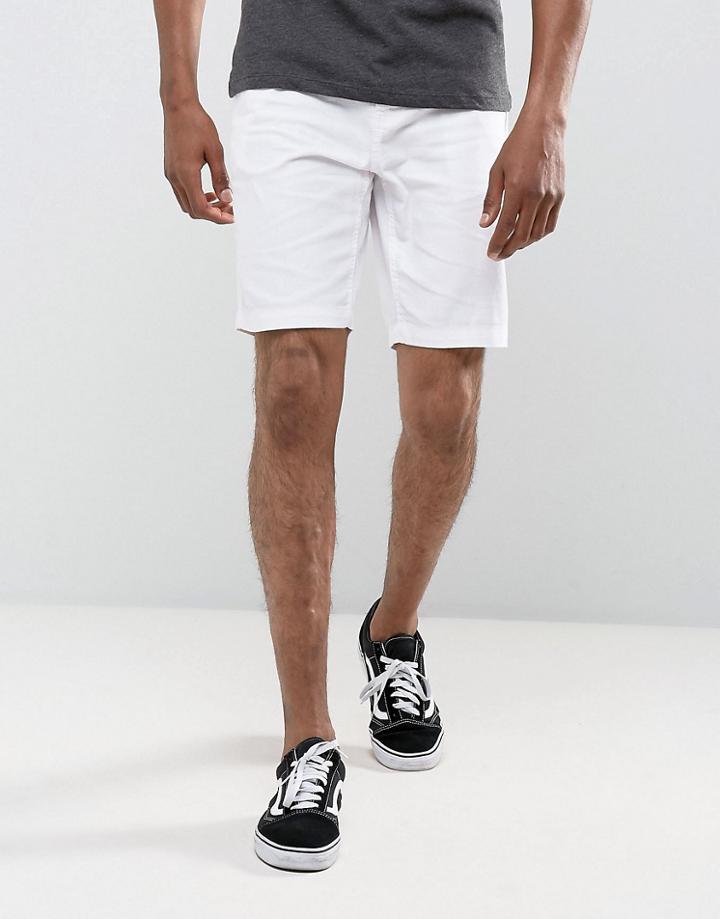 Threadbare Herringbone Linen Short - White