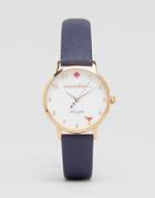 Kate Spade Navy Leather Metro Watch Ksw1040 - Blue