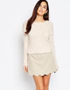 Ax Paris Sweater In Mix Knit - Pink Cream