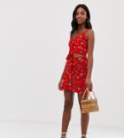 Parisian Tall Mini Skirt In Floral Print - Red
