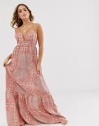 Asos Design Twist Back Beach Maxi Dress In Washed Paisley Print - Multi