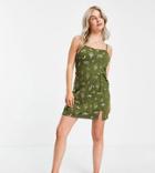 Chelsea Peers Petite Foil Cactus Print Night Dress In Khaki-green