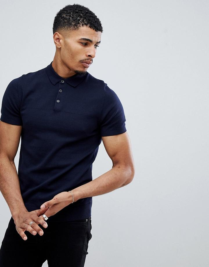 Burton Menswear Turtleneck Sweater In Navy - Navy