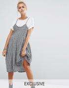 Milk It Vintage Pleated Cami Dress In Gingham - Black